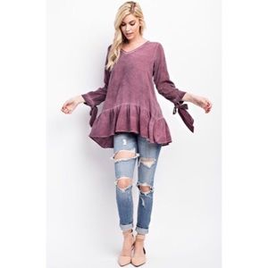 Dark Mauve Acid Washed Blouse